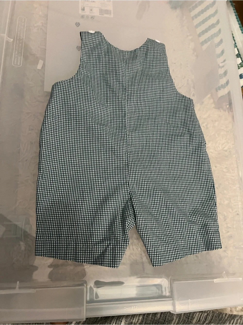 Baylor Green Gingham Baby One-Piece with Yellow BU Patch